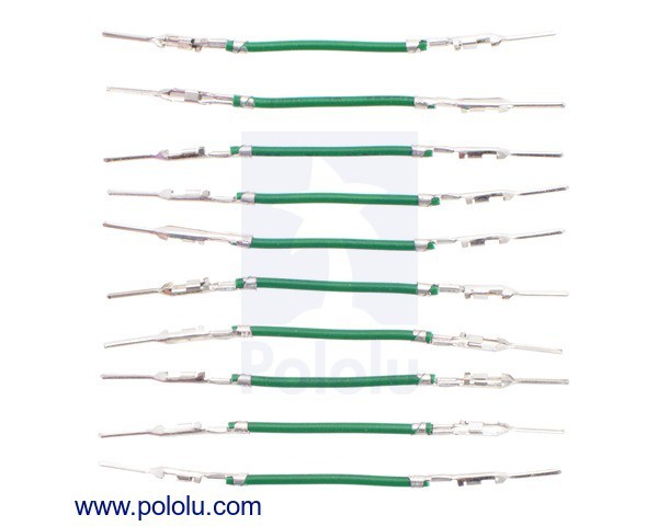 Wires with Pre-Crimped Terminals 10-Pack M-M 1" Green