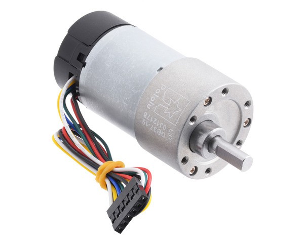 19:1 Metal Gearmotor 37Dx68L mm 12V with 64 CPR Encoder (Helical Pinion)