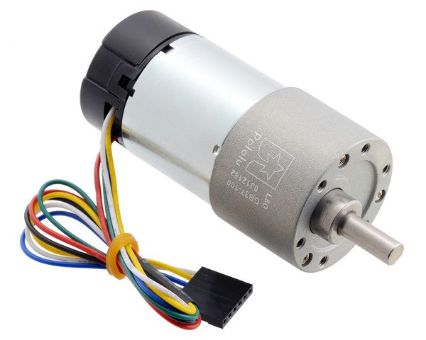 100:1 Metal Gearmotor 37Dx73L mm 24V with 64 CPR Encoder (Helical Pinion)